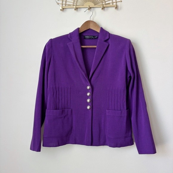 Misook Jackets & Blazers - Misook Purple Pintuck Angelique Knit Jacket PXL Petite Luxury Workwear